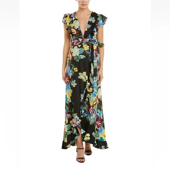 Alexis Janna Ruffle Floral Wrap Maxi Dress Sz Xs - Picture 2 of 5
